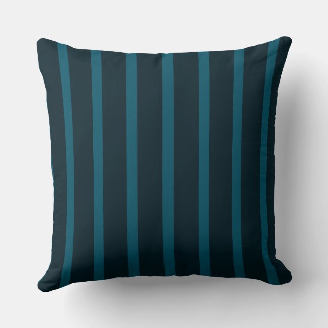 Blaue und Aquamarine Streifen Kissen (Rückseite)