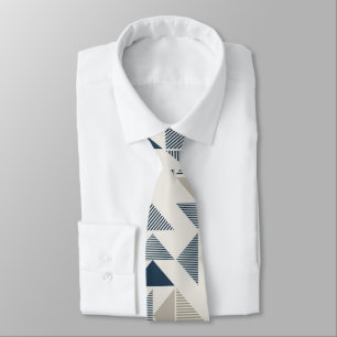 Blaue und beige geometrische Formen  Krawatte