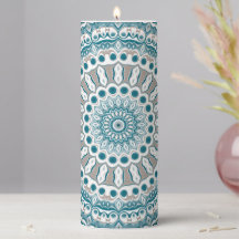 Blaue und Beige Geometrische Mandala-Muster