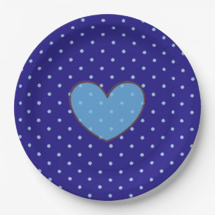 Blaue und Beige gepunktete Partyplatte Pappteller