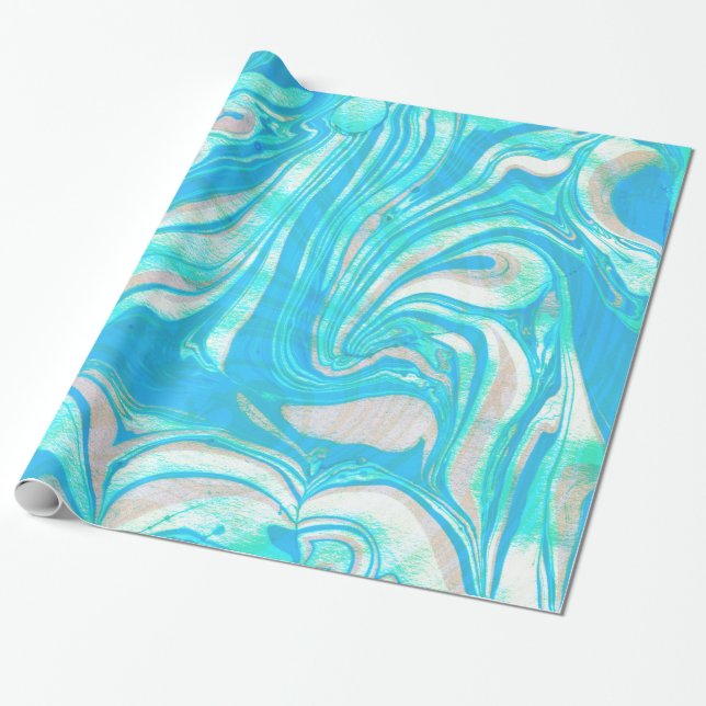 Blaue und beige Marmorsteine Geschenkpapier (Ungerollt)