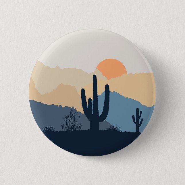 Blaue und beige Wüste Button (Vorderseite)