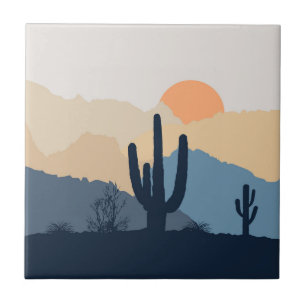 Blaue und beige Wüste Fliese