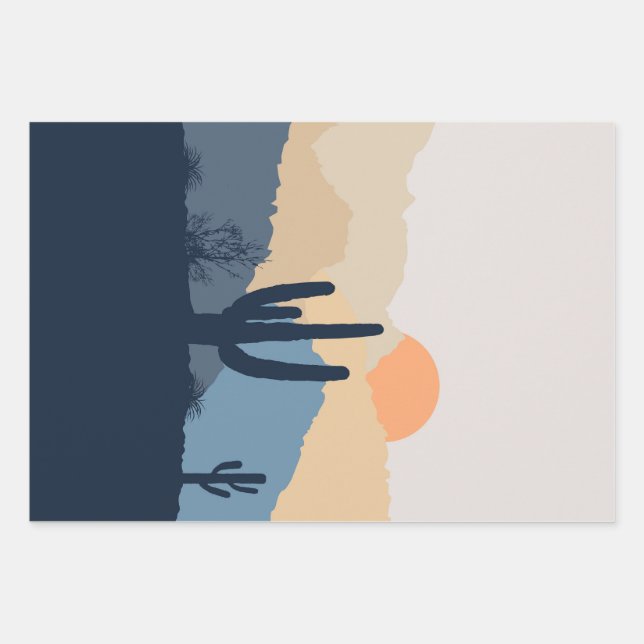 Blaue und beige Wüste Geschenkpapier Set (Vorderseite)