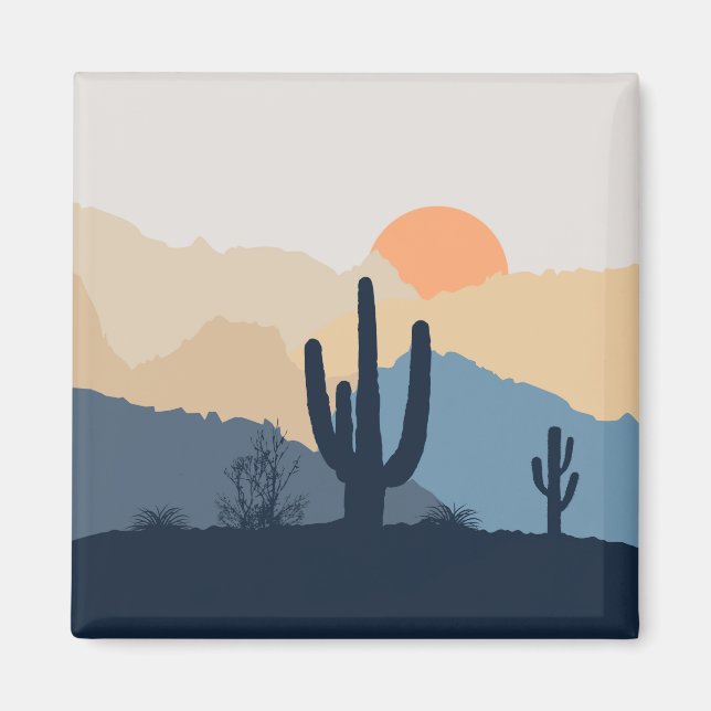 Blaue und beige Wüste Magnet (Vorne)