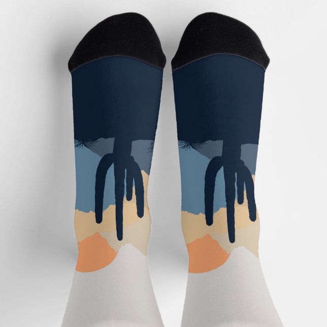 Blaue und beige Wüste Socken (Oben)