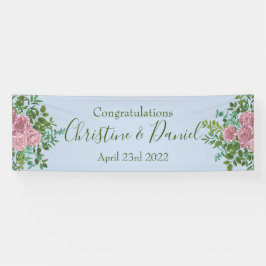 Blaue und blassrosafarbene Rose Blumenzwiebeln Banner