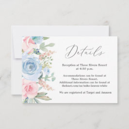 Blaue und blaue Details Hochzeitskarte RSVP Karte