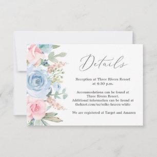 Blaue und blaue Details Hochzeitskarte RSVP Karte