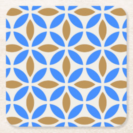 Blaue und braune Blumenblätter der spanischen Art Rechteckiger Pappuntersetzer