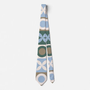 Blaue und braune geometrische Fliesenmosaikmuster Krawatte