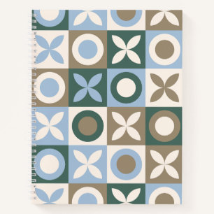 Blaue und braune geometrische Fliesenmosaikmuster Notizbuch