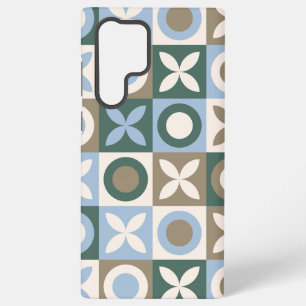 Blaue und braune geometrische Fliesenmosaikmuster Samsung Galaxy Hülle