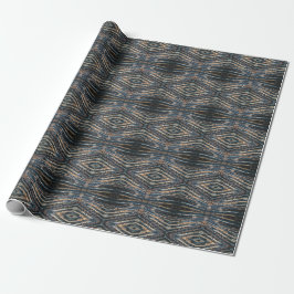 Blaue und braune Holzbalken Foto Perspektive Muste Geschenkpapier