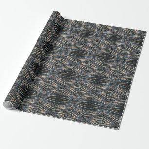 Blaue und braune Holzbalken Foto Perspektive Muste Geschenkpapier