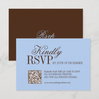 Blaue und braune Luxus-Hochzeits-Antwortkarte im S RSVP Karte