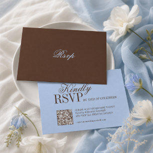 Blaue und braune Luxus-Hochzeits-Antwortkarte im S RSVP Karte