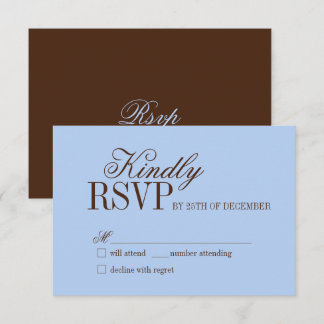 Blaue und braune Luxus-Hochzeits-RSVP-Karte im Sti RSVP Karte