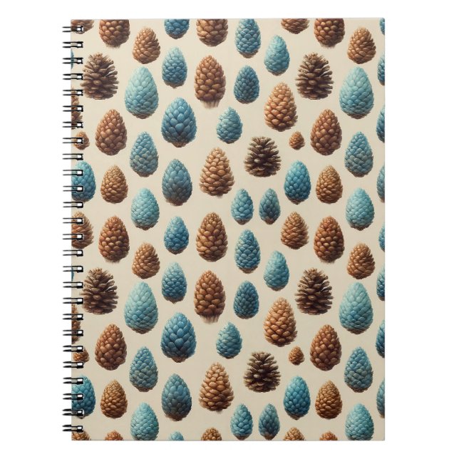 Blaue und braune Pinecone Wintermuster Notizblock (Vorderseite)