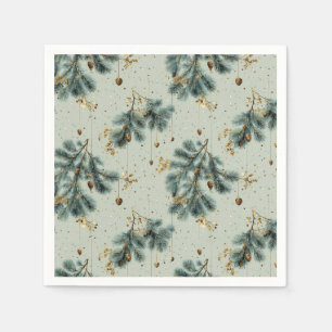 Blaue und braune Pinecone Wintermuster Serviette