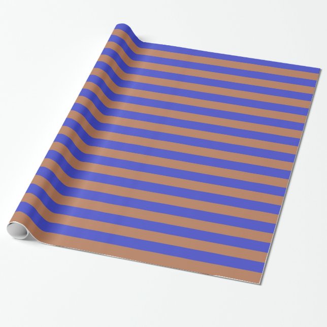 Blaue und braune Streifen Geschenkpapier (Ungerollt)