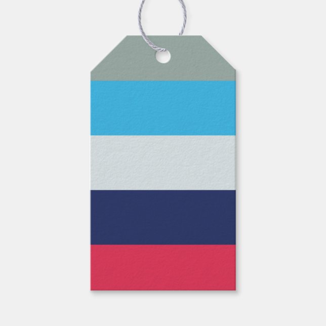 Blaue und Burgunder Streifen Geschenkanhänger (Vorderseite)