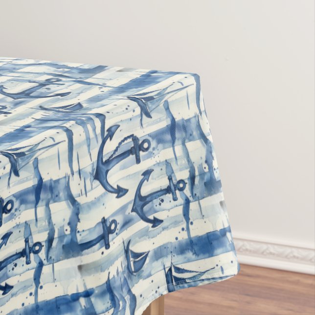 Blaue und cremefarbene Ankertablette Tischdecke (Beispiel)