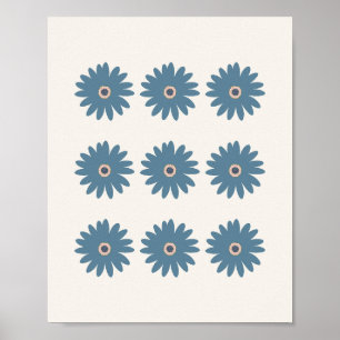 Blaue und cremefarbene Margerite Poster