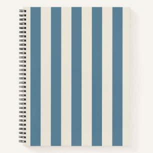 Blaue und cremefarbene vertikale Streifen Notizbuch