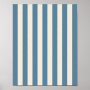 Blaue und cremefarbene vertikale Streifen Poster