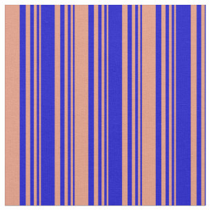 Blaue und dunkle Lachs farbige Linien Muster Stoff