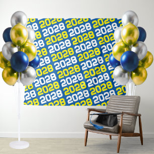 Blaue und gelbe Abschlussklasse Jahr Hintergrund Wandteppich