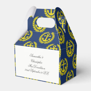 Blaue und gelbe Ankerhochzeit zum Thema Wasserspor Geschenkschachtel