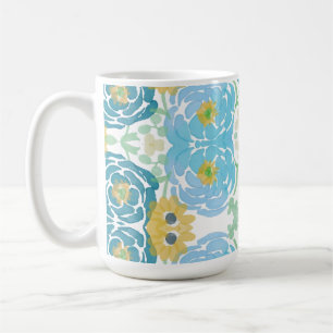 Blaue und gelbe Aquarell-Blumen Kaffeetasse