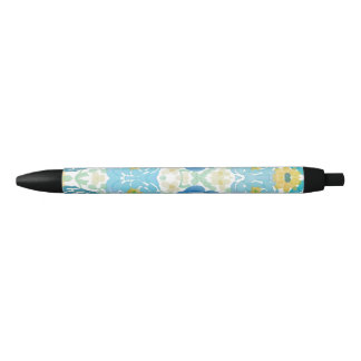 Blaue und gelbe Aquarell-Blumen Kugelschreiber