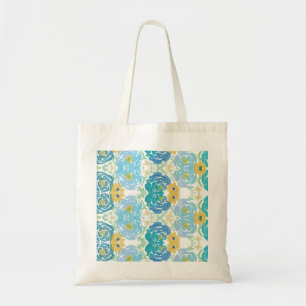 Blaue und gelbe Aquarell-Blumen Tragetasche
