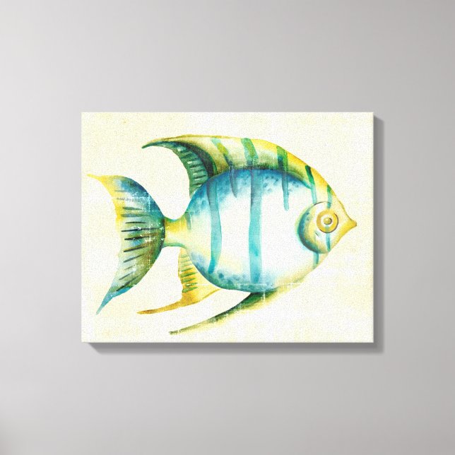 Blaue und gelbe Aquarienfische Leinwanddruck (Vorderseite)