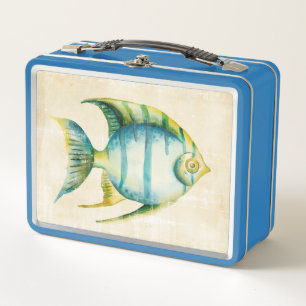 Blaue und gelbe Aquarienfische Metall Lunch Box