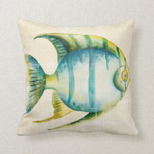 Blaue und gelbe Aquarium-Fische Kissen