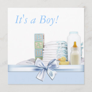 Blaue und gelbe Babyparty Einladung