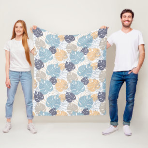 Blaue und gelbe Blätter Fleecedecke