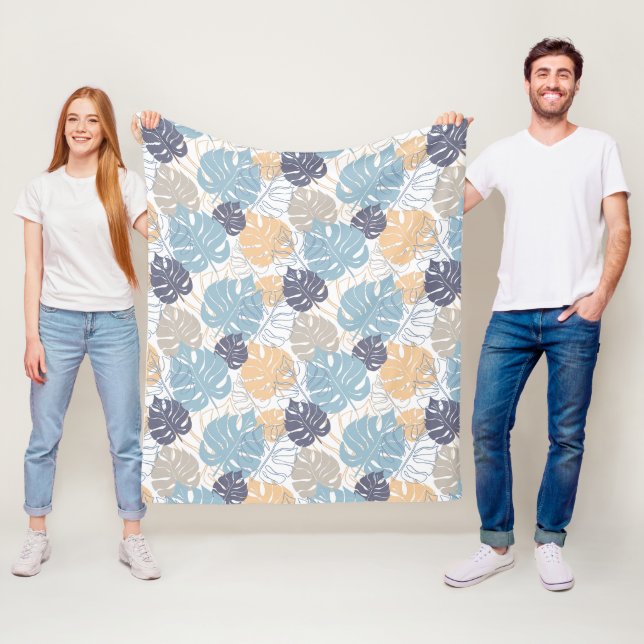 Blaue und gelbe Blätter Fleecedecke (Beispiel)
