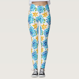 Blaue und gelbe Blume Leggings