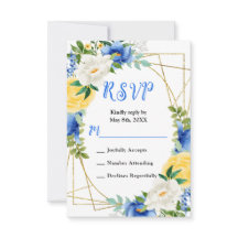 Blaue und gelbe Blumen mit Laub Hochzeit