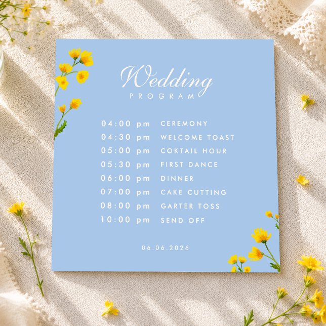 Blaue und gelbe Buttercup-Hochzeit Programm (Von Creator hochgeladen)