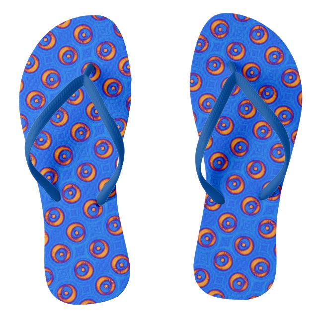 Blaue und gelbe COOLE Muster Flip Flops (Fußbett)