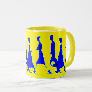Blaue und gelbe Dame Mug Tasse