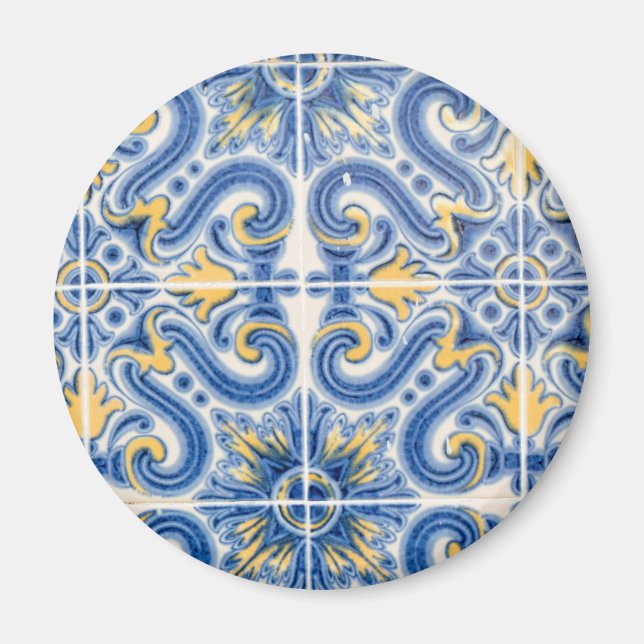 Blaue und gelbe Fliesen, Portugal Magnet (Vorne)