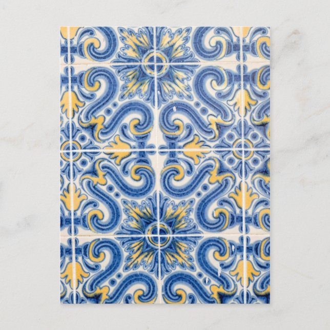 Blaue und gelbe Fliesen, Portugal Postkarte (Vorderseite)