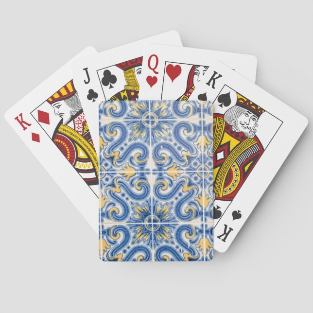 Blaue und gelbe Fliesen, Portugal Spielkarten (Rückseite)